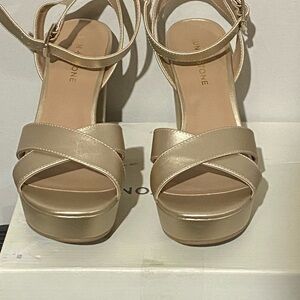 Sun + Stone Gold Platform Sandals